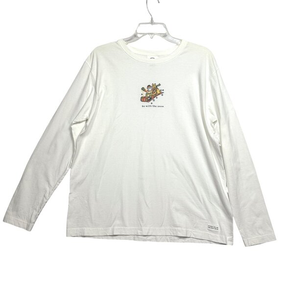 Life Is Good Women’s Long Sleeve Snow Graphic T-Shirt White Size Large - Picture 1 of 9